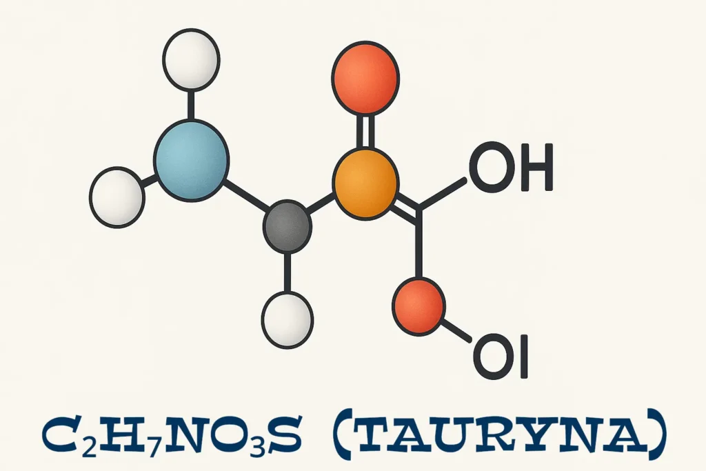 Tauryna dla kota. Wzór chemiczny oraz model tauryny