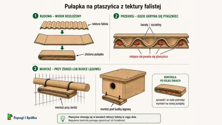 Ptaszyniec kurzy - Pułapka z tektury falistej